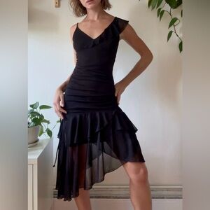 Y2K Le Château Asymmetrical Mesh Dress – XXS (fits XS)
